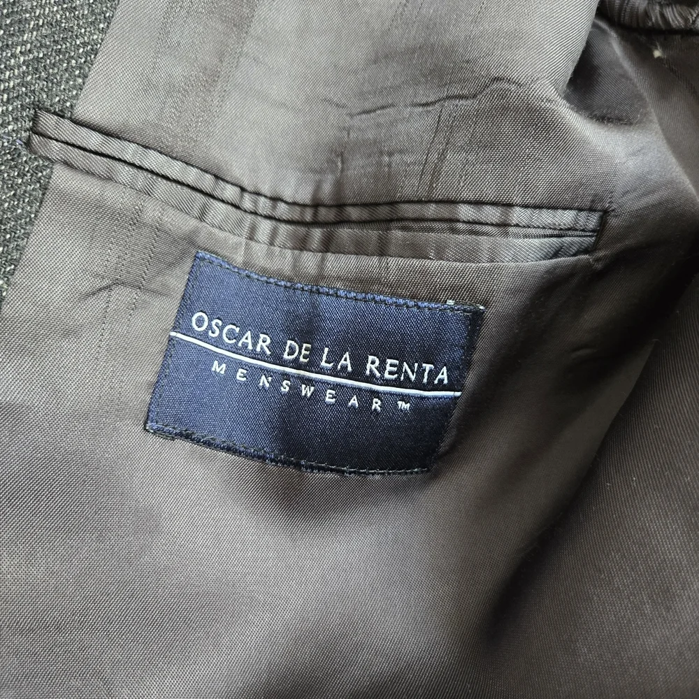 Oscar de la Renta Charcoal Windowpane Lambswool Blazer - Picture 6 of 14